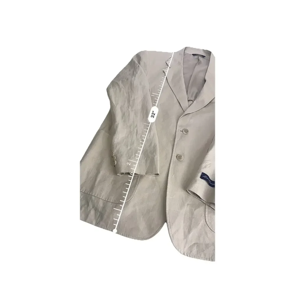 alan flusser 100% linen thomas flax blazer mens size M